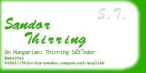 sandor thirring business card